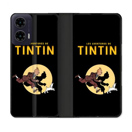 Housse cuir portefeuille Pour Motorola G35 5G Tintin Classique