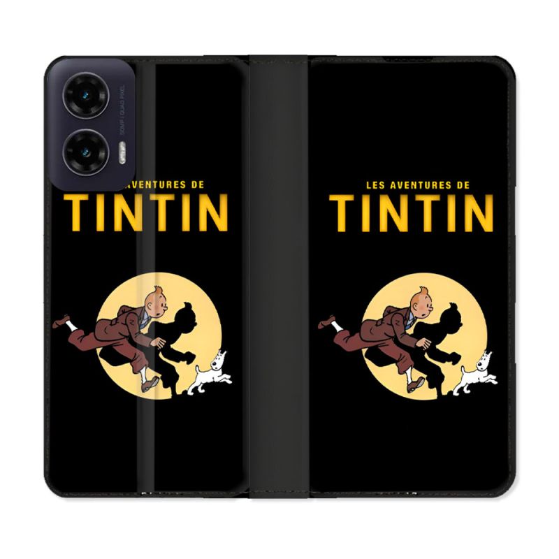 Housse cuir portefeuille Pour Motorola G35 5G Tintin Classique