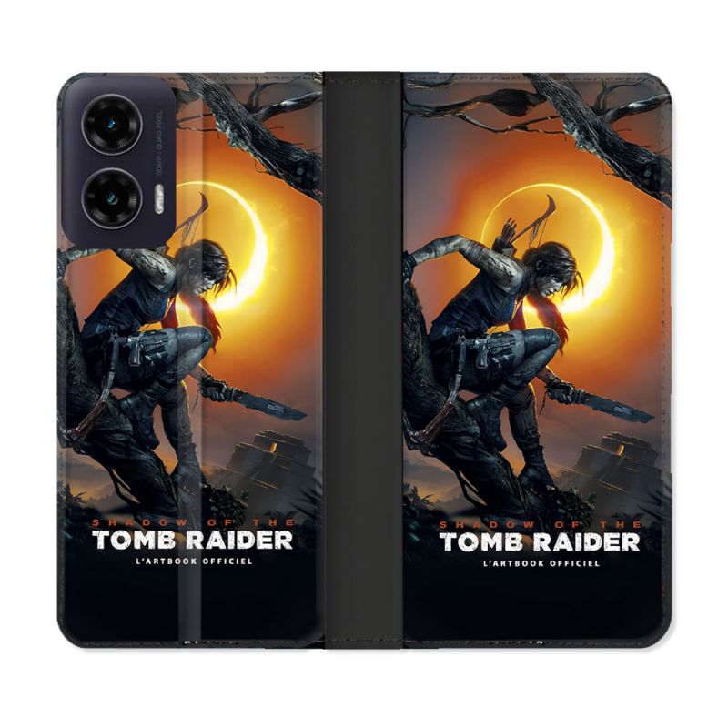 Housse cuir portefeuille Pour Motorola G35 5G Tomb Raider