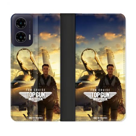 Housse cuir portefeuille Pour Motorola G35 5G Top Gun