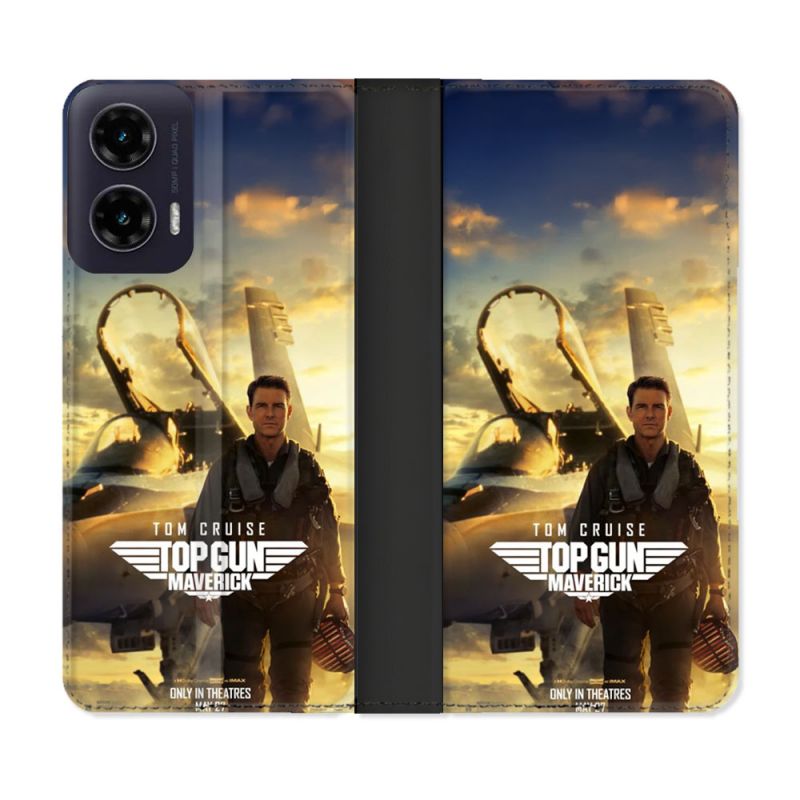 Housse cuir portefeuille Pour Motorola G35 5G Top Gun