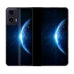 Housse cuir portefeuille Pour Motorola G35 5G Univers Planete Terre