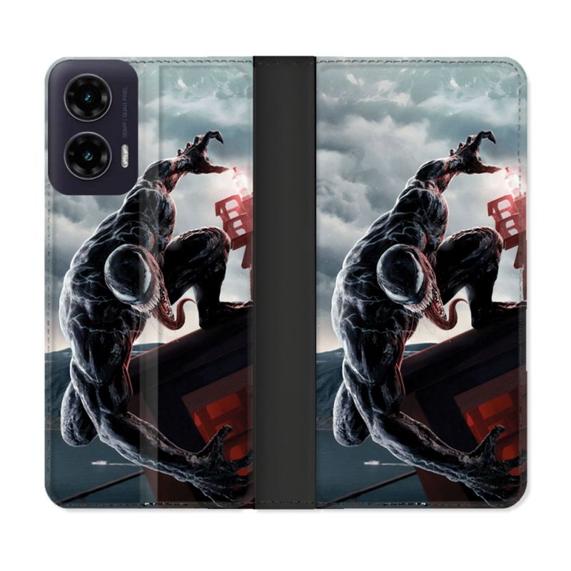 Housse cuir portefeuille Pour Motorola G35 5G Venom