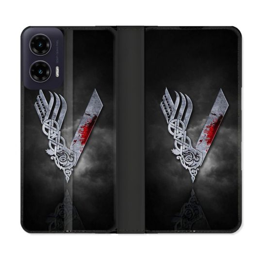Housse cuir portefeuille Pour Motorola G35 5G Viking