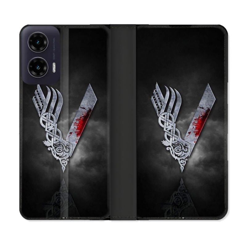Housse cuir portefeuille Pour Motorola G35 5G Viking