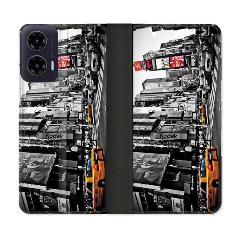 Housse cuir portefeuille Pour Motorola G35 5G Voyage Amerique USA New York Taxi