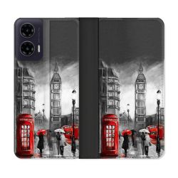 Housse cuir portefeuille Pour Motorola G35 5G Voyage Angleterre Londres Vintage