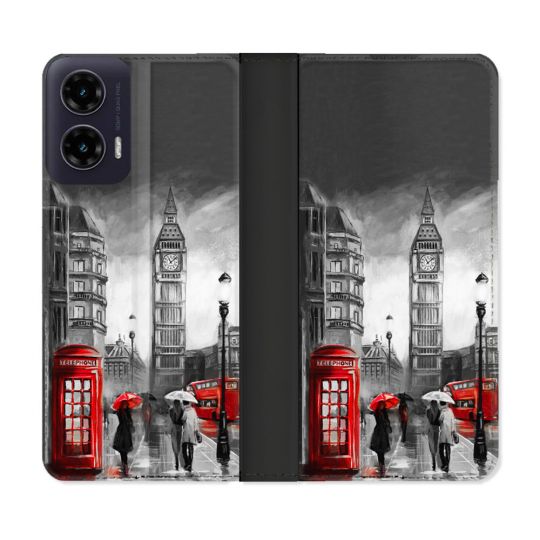 Housse cuir portefeuille Pour Motorola G35 5G Voyage Angleterre Londres Vintage