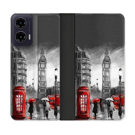 Housse cuir portefeuille Pour Motorola G35 5G Voyage Angleterre Londres Vintage