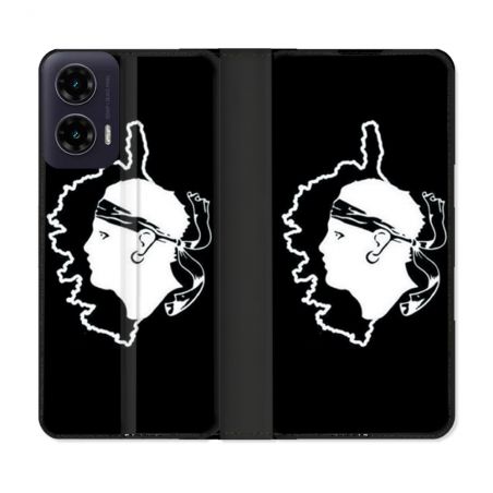 Housse cuir portefeuille Pour Motorola G35 5G Voyage Corse Noir