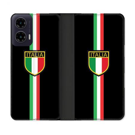 Housse cuir portefeuille Pour Motorola G35 5G Voyage Italie 3 Noir