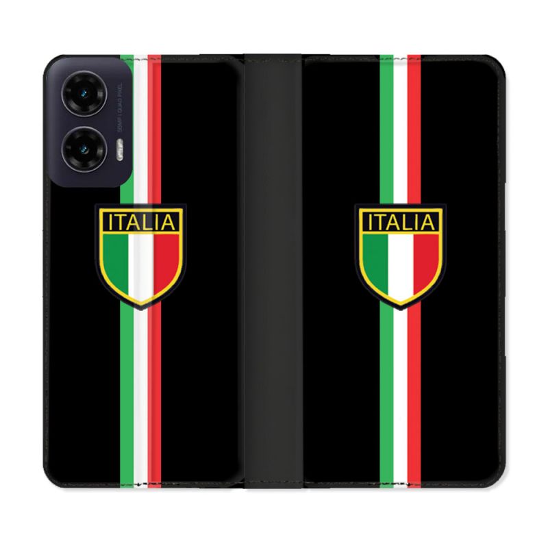 Housse cuir portefeuille Pour Motorola G35 5G Voyage Italie 3 Noir