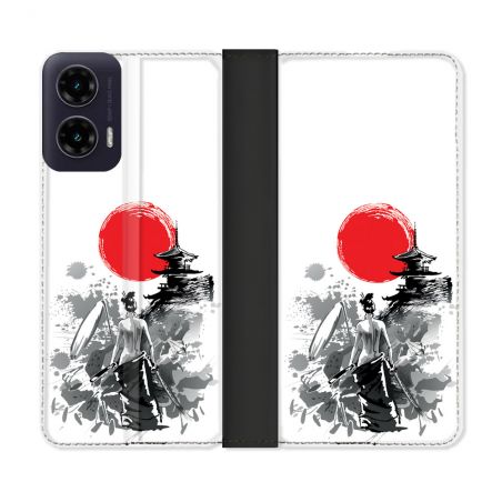 Housse cuir portefeuille Pour Motorola G35 5G Voyage Japon Femme