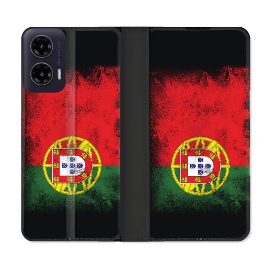 Housse cuir portefeuille Pour Motorola G35 5G Voyage Portugal Drapeau