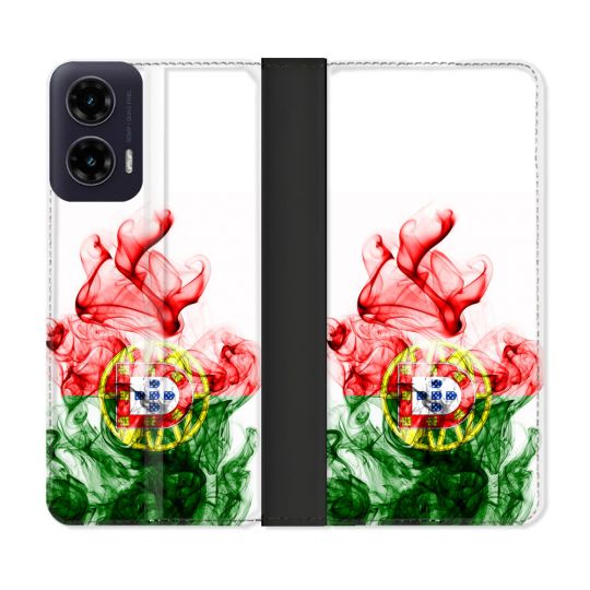 Housse cuir portefeuille Pour Motorola G35 5G Voyage Portugal Flamme