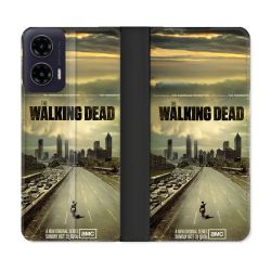 Housse cuir portefeuille Pour Motorola G35 5G Walking Dead