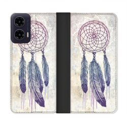 Housse cuir portefeuille Pour Motorola G35 5G Zen Attrape Reve Blanc