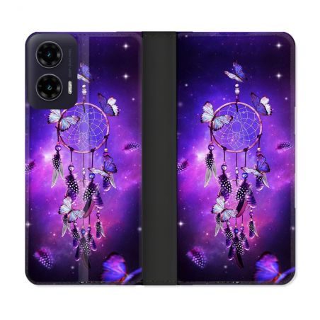 Housse cuir portefeuille Pour Motorola G35 5G Zen Attrape Reve Papillon
