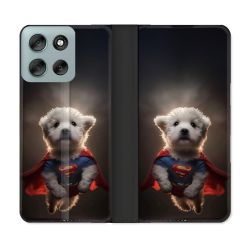 Housse cuir portefeuille Pour Motorola G56 5G Animal Super Chien