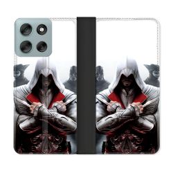 Housse cuir portefeuille Pour Motorola G56 5G Assassin Creed Mask