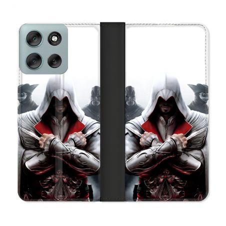 Housse cuir portefeuille Pour Motorola G56 5G Assassin Creed Mask