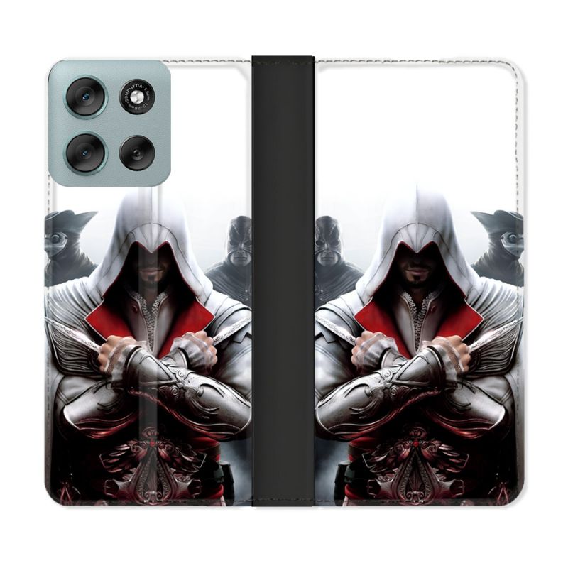 Housse cuir portefeuille Pour Motorola G56 5G Assassin Creed Mask