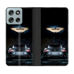 Housse cuir portefeuille Pour Motorola G56 5G Aston Martin