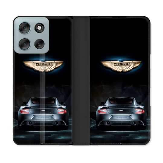 Housse cuir portefeuille Pour Motorola G56 5G Aston Martin