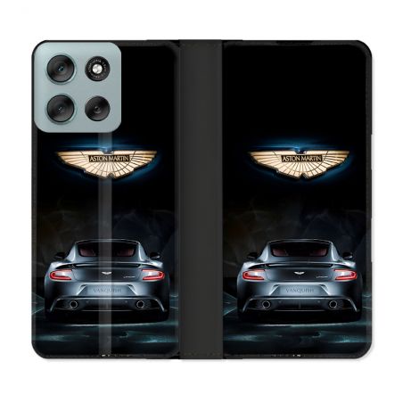 Housse cuir portefeuille Pour Motorola G56 5G Aston Martin