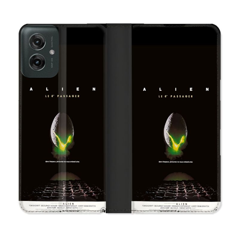 Housse cuir portefeuille Pour Motorola G55 5G Alien Affiche