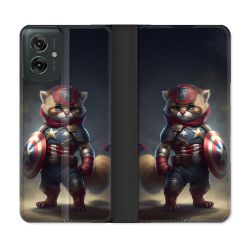 Housse cuir portefeuille Pour Motorola G55 5G Animal Chat America