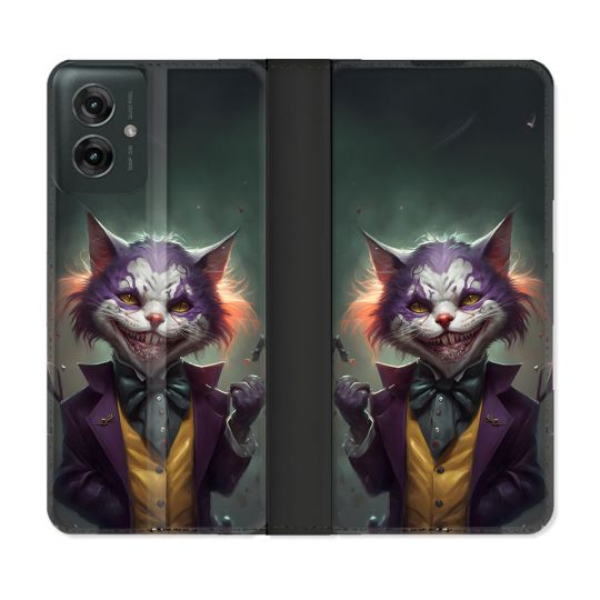 Housse cuir portefeuille Pour Motorola G55 5G Animal Chat Joker