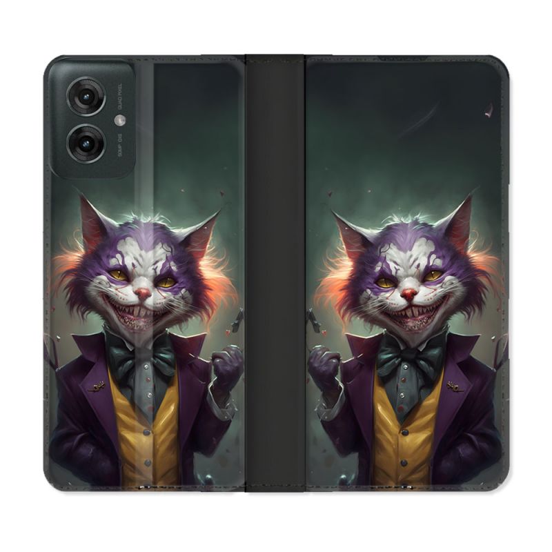 Housse cuir portefeuille Pour Motorola G55 5G Animal Chat Joker