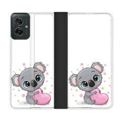 Housse cuir portefeuille Pour Motorola G55 5G Animal Koala Cœur