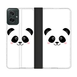 Housse cuir portefeuille Pour Motorola G55 5G Animal Panda Blanc