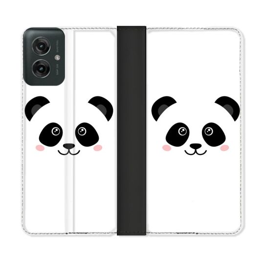 Housse cuir portefeuille Pour Motorola G55 5G Animal Panda Blanc