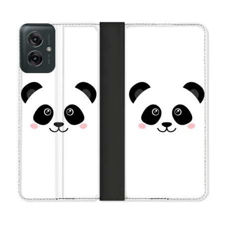 Housse cuir portefeuille Pour Motorola G55 5G Animal Panda Blanc