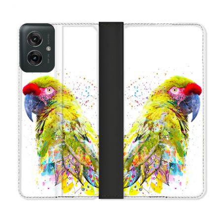 Housse cuir portefeuille Pour Motorola G55 5G Animal Perroquet Jaune