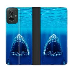 Housse cuir portefeuille Pour Motorola G55 5G Animal Requin Dent