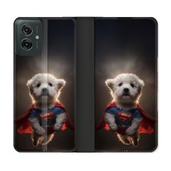 Housse cuir portefeuille Pour Motorola G55 5G Animal Super Chien