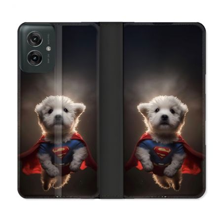 Housse cuir portefeuille Pour Motorola G55 5G Animal Super Chien