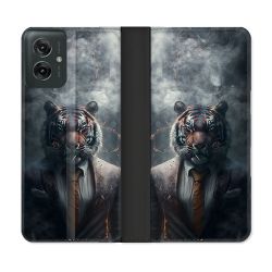 Housse cuir portefeuille Pour Motorola G55 5G Animal Tigre Business