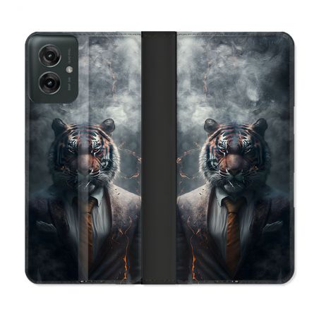 Housse cuir portefeuille Pour Motorola G55 5G Animal Tigre Business