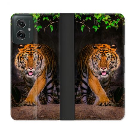 Housse cuir portefeuille Pour Motorola G55 5G Animal Tigre Jungle