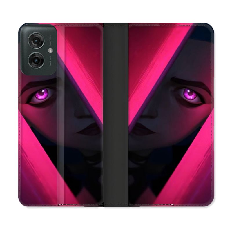 Housse cuir portefeuille Pour Motorola G55 5G Arcane Jinx Rose