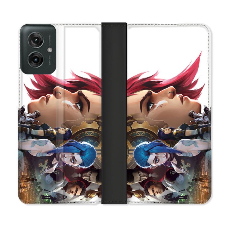 Housse cuir portefeuille Pour Motorola G55 5G Arcane Jinx Sœur