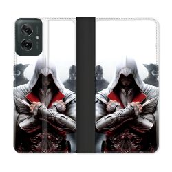 Housse cuir portefeuille Pour Motorola G55 5G Assassin Creed Mask