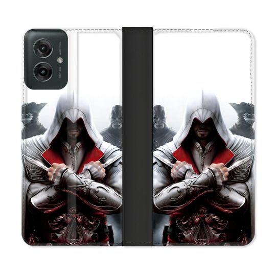 Housse cuir portefeuille Pour Motorola G55 5G Assassin Creed Mask