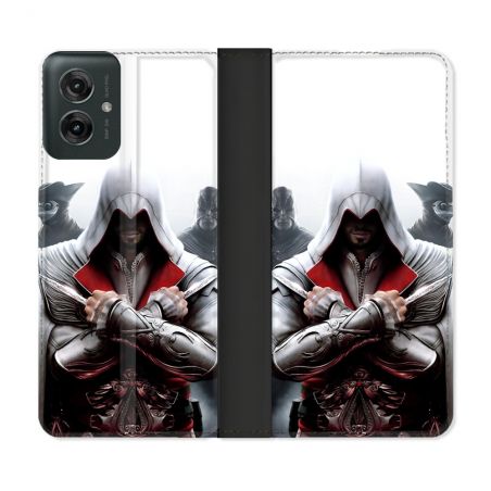 Housse cuir portefeuille Pour Motorola G55 5G Assassin Creed Mask