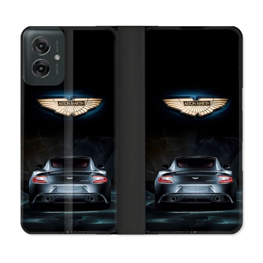 Housse cuir portefeuille Pour Motorola G55 5G Aston Martin
